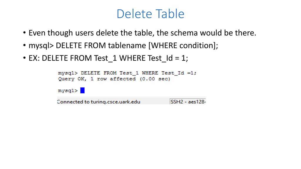 Mysql working on turing ppt download